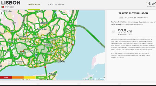 Novo site mostra trânsito de Lisboa em tempo real